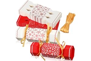 Xinnun 50 Packs Christmas Cracker Kit No Snap Xmas Party Table Favors Snowflake Reindeer DIY Christmas Party Cracker Candy Boxes for Holiday Dinner Decoration Gift (Warm Style)