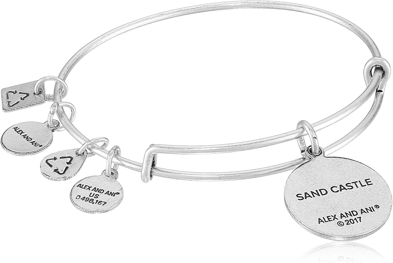Alex and Ani Sand Castle EWB Rafaelian Silver Bangle Bracelet: Jewelry