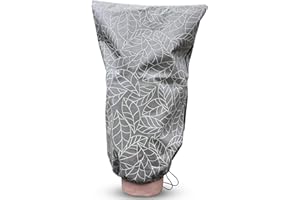 UB-STORE Plant Covers Freeze Protection 32"x47" in 2 Pack | Brown Winter Frost Blankets for Outdoor Plants | Reusable Garden Cover Bags with Zipper Drawstring | Cold Weather Shrub Protection Cloth