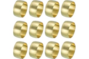 PATIKIL 12mm ID Compression Sleeve Ferrules, 12 Pack Brass Sleeve Ferrules Compression Fitting Assortment Kit for Water Oil A