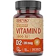 Deva Vegan Vitamin D2 800 IU, Ergocalciferol Supplement with No Animal Ingredients, Fast Dissolve, 90 Tablets, 1-Pack