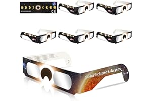 QONBINK Solar Eclipse Glasses Approved 2024, (6 Pack) CE and ISO Certified Solar Eclipse Observation Glasses, Safe Shades for Direct Sun Viewing