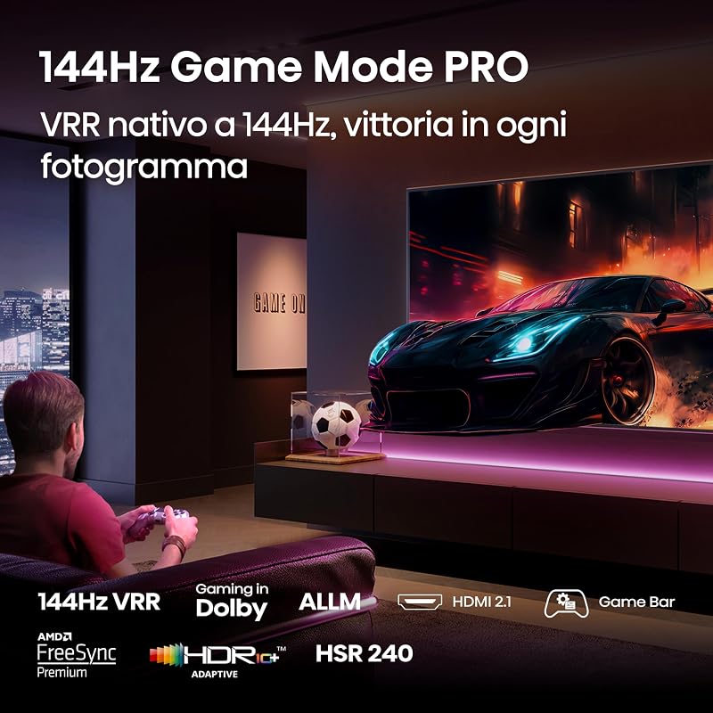 TV 100" QLED 4K 144Hz 100E7Q PRO, Smart TV VIDAA U8, Dolby Vision IQ, HDR 10+ Adaptive, Game Mode, Dolby Atmos, Alexa Built-in, Voice, Tuner DVB-T2/S2 HEVC 10, lativù, 2025