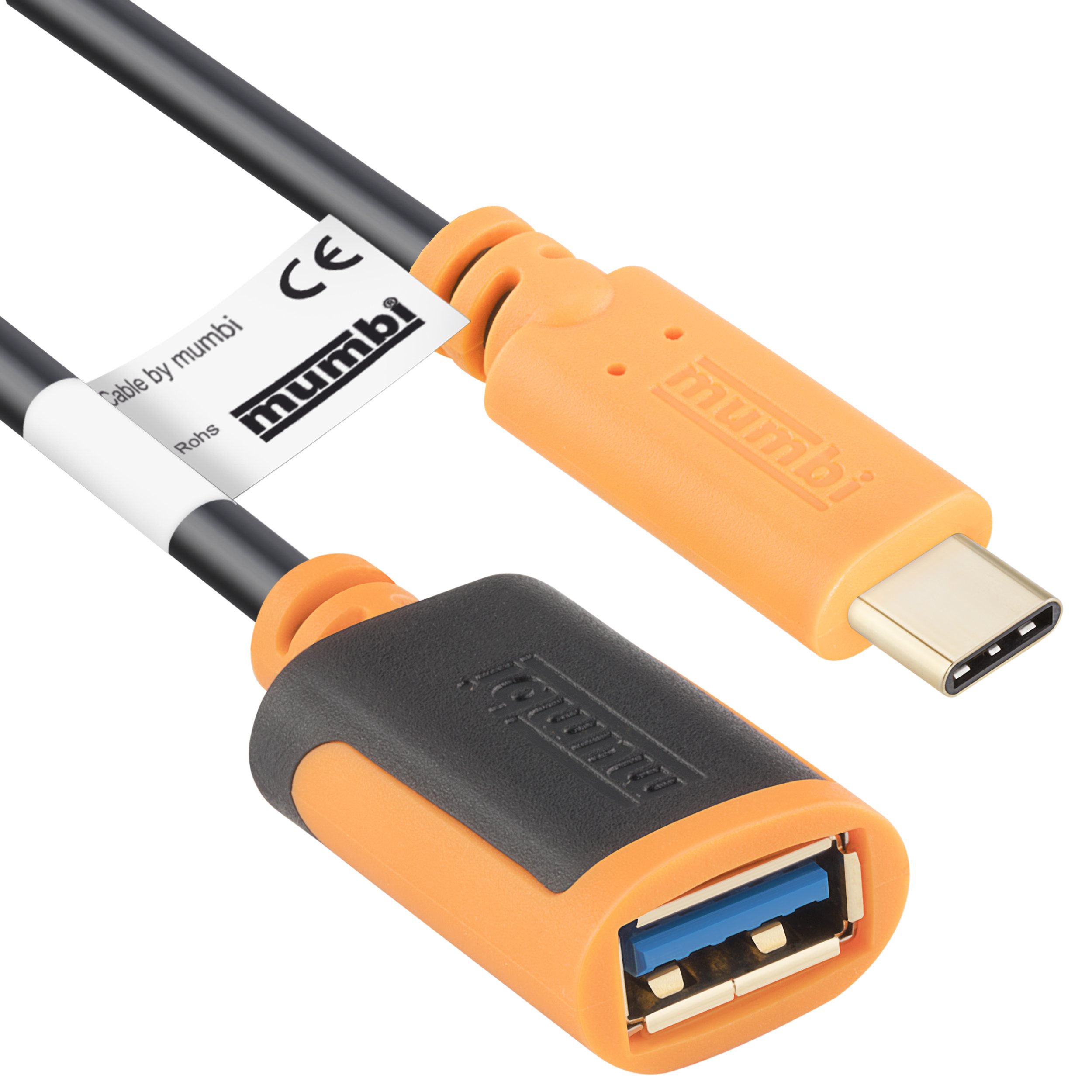 mumbi 20 cm Dual Colour OTG Connecting Cable USB 3.1 – USB C Male to USB A 3.0 Female – Adapter Cable 20 cm