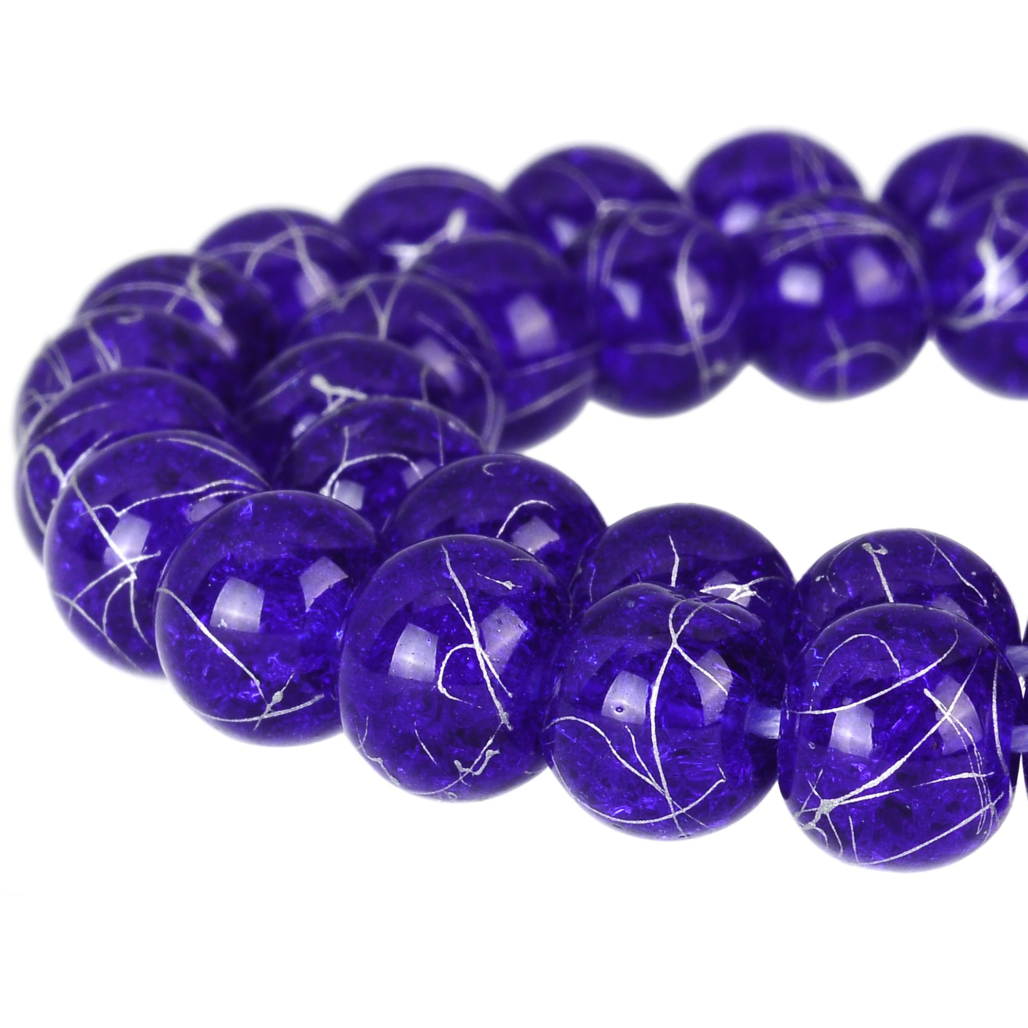 RUBYCA Round Crackle Druk Czech Crystal Pressed Glass Beads for Jewellery Making 6mm Strand (Blue)