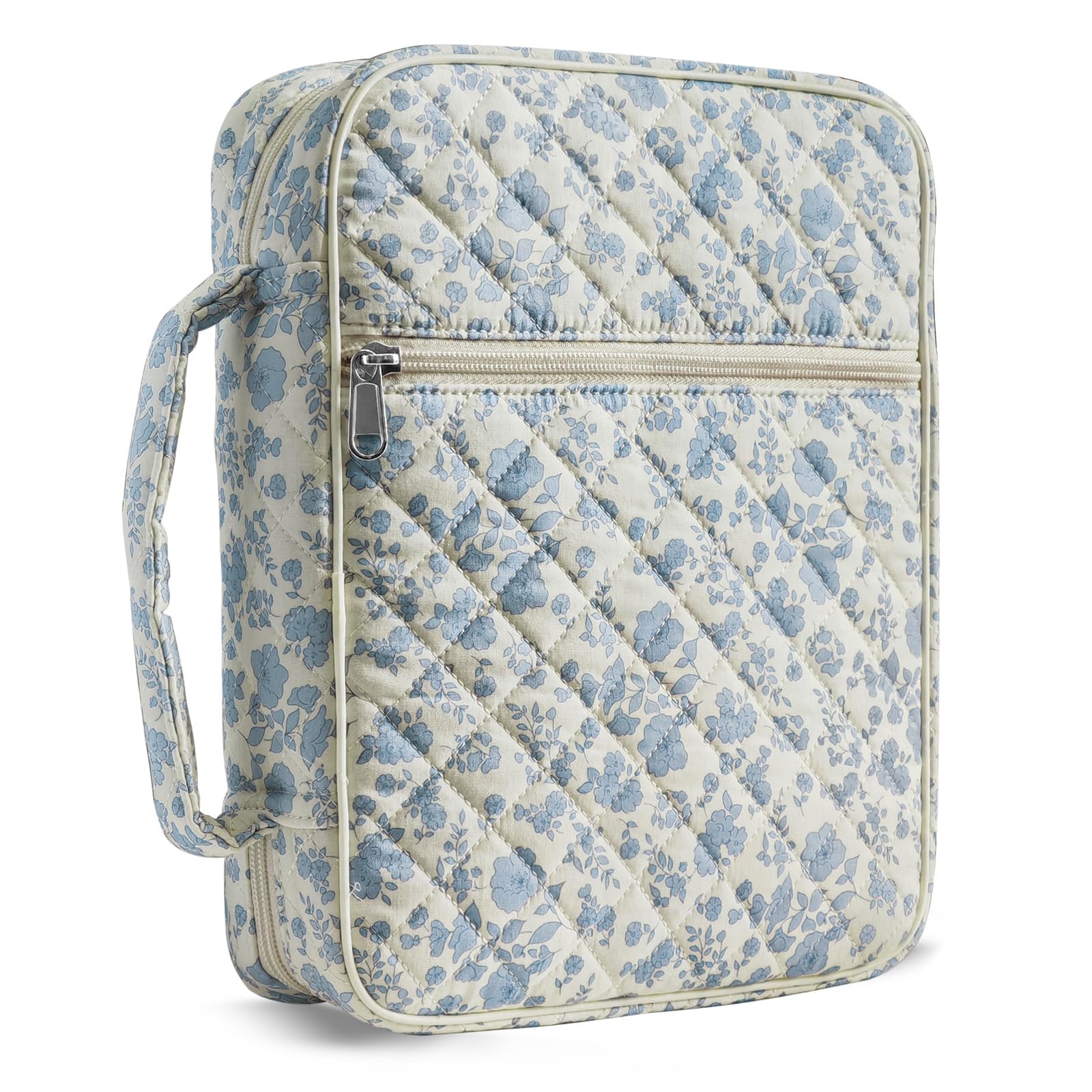 Photo 1 of WOBAGMEN Bible Cover Case for Women,Large Bible Tote Bags Organizer Quilted Carrying Case for Girls,Bible Study Supplies Accessories Christian Gifts for Women?Blue, L?