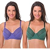 Curve Muse Women's Plus Size Unlined Minimizer Underwire Full Figure Bra-3Pack