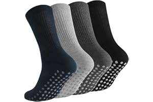 Horuru Non Slip Grip Socks for Men Women Crew Grippy Socks for Hospital Pilates Yoga,Gifts for Seniors Elderly