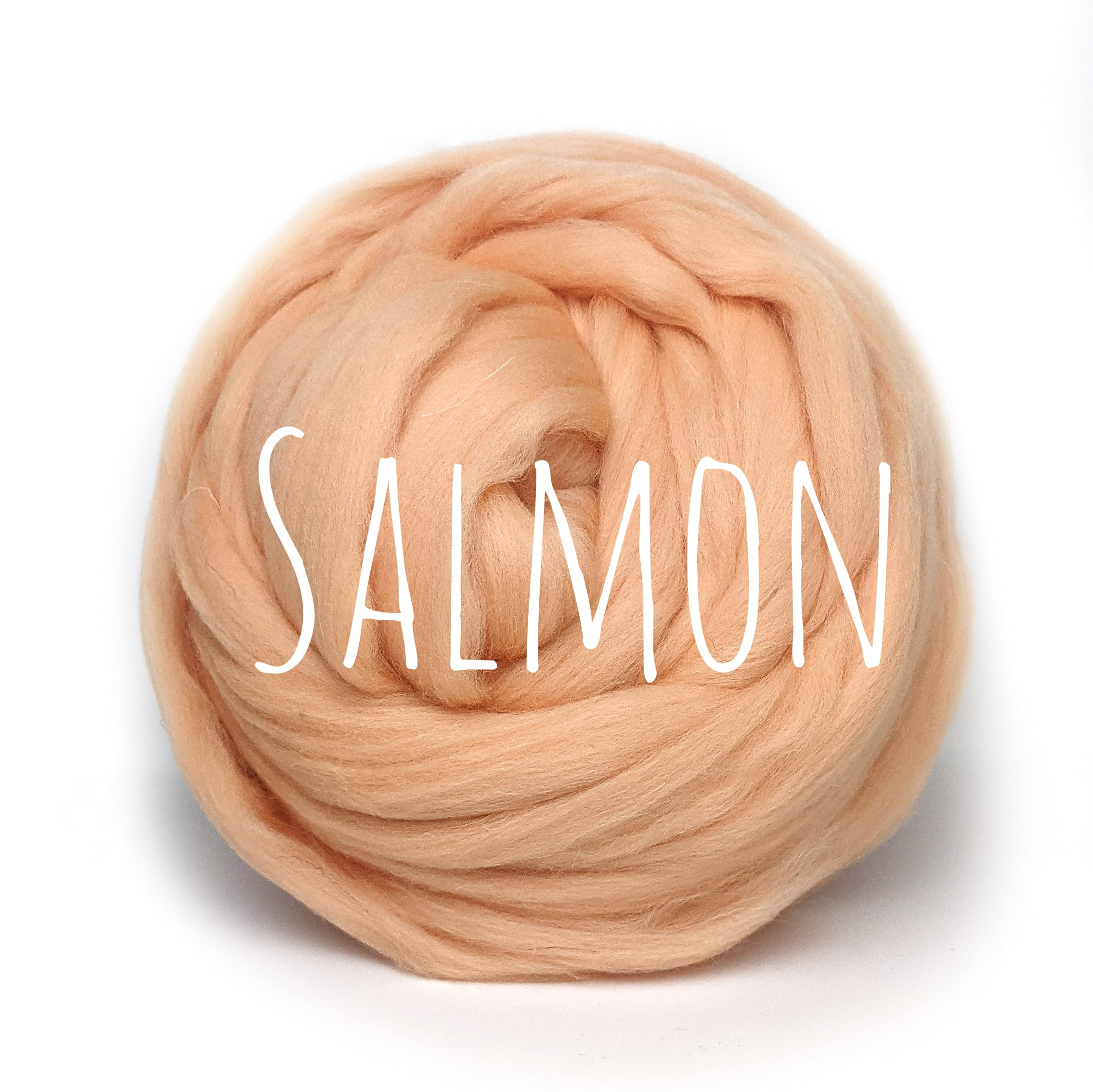 Colorful Passions Merino Wool Roving Oeko-TEX Certified Chunky Yarn Arm Knitting Felting Spinning Weaving Macrame 26-28 Microns EU Suppliers Salmon 50g (0.11lb) — image 1