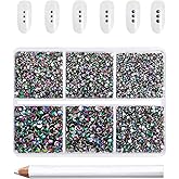 Beadsland 7200pcs Flatback Rhinestones,Green Rhinestone Nail Gems Round Crystal Rhinestones for Crafts,Mixed 6 Sizes with Wax Pencil Kit, SS3-SS10,Green Volcano