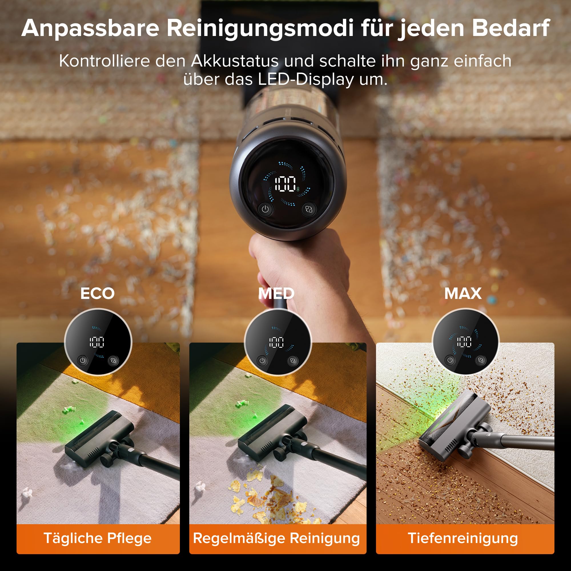 roborock H60 Hub Ultra Akku Staubsauger mit Absaugstation, 210AW kraftvolle Saugleistung, 90 Min. maximale Laufzeit, Staubsauger kabellos, Anti-Tangle Bürste für Teppiche, Hartböden, Tierhaare, Auto 5