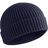 choshion 50% Wool Warm Cuffed Swag Knit Short Fisherman Beanie for Men Women Winter Hats Trawler Skull Cap