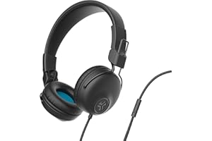 JLab Studio On-Ear Headphones, Wired Headphones, Tangle Free Cord, Ultra-Plush Faux Leather with Cloud Foam Cushions, 40mm Ne