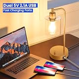 Homelist Gold Bedside Lamp Set of 2 with USB Dimmable LED Bulbs view 7