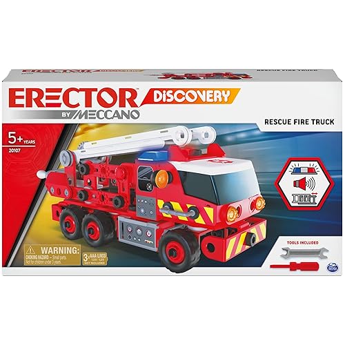 MECCANO Fire Truck Toy Model Car Kit (152 pcs): Battery-Powered