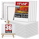 ESRICH Stretched Canvas for Painting 11x14 Inch, 36 Pack Blank Canvas -5/8 in Profile Primed Cotton White Canvases for Painting for Oil & Acrylic Paint