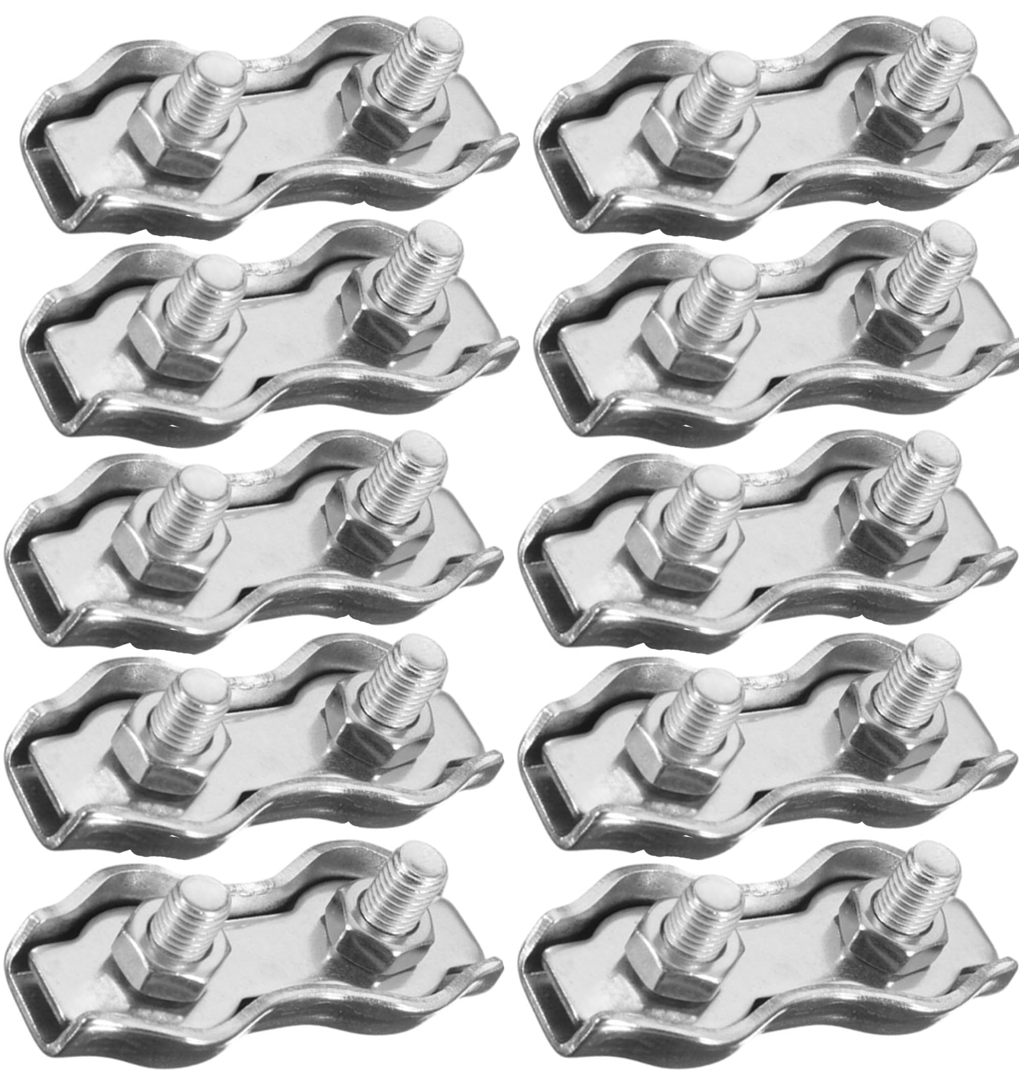 2mm Duplex Wire Rope Clips – A4 316 Marine Grade Stainless Steel Double Bolt Cable Clamps for Boat Rigging, Yacht, Sailing & Outdoor Wire Rope Fastening (Pack of 10)