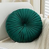 Teieas Velvet Round Throw Pillow Pleated Round Pillow Cushion Decoration for Couch Chair Bed Car Emerld Green