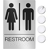 Washroom Sign, Bathroom Signs For Business - Ideal Restroom Sign For Men and Women - 1 Pack - 9" by 6" - ADA Compliant with B