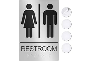Washroom Sign, Bathroom Signs For Business - Ideal Restroom Sign For Men and Women - 1 Pack - 9" by 6" - ADA Compliant with B