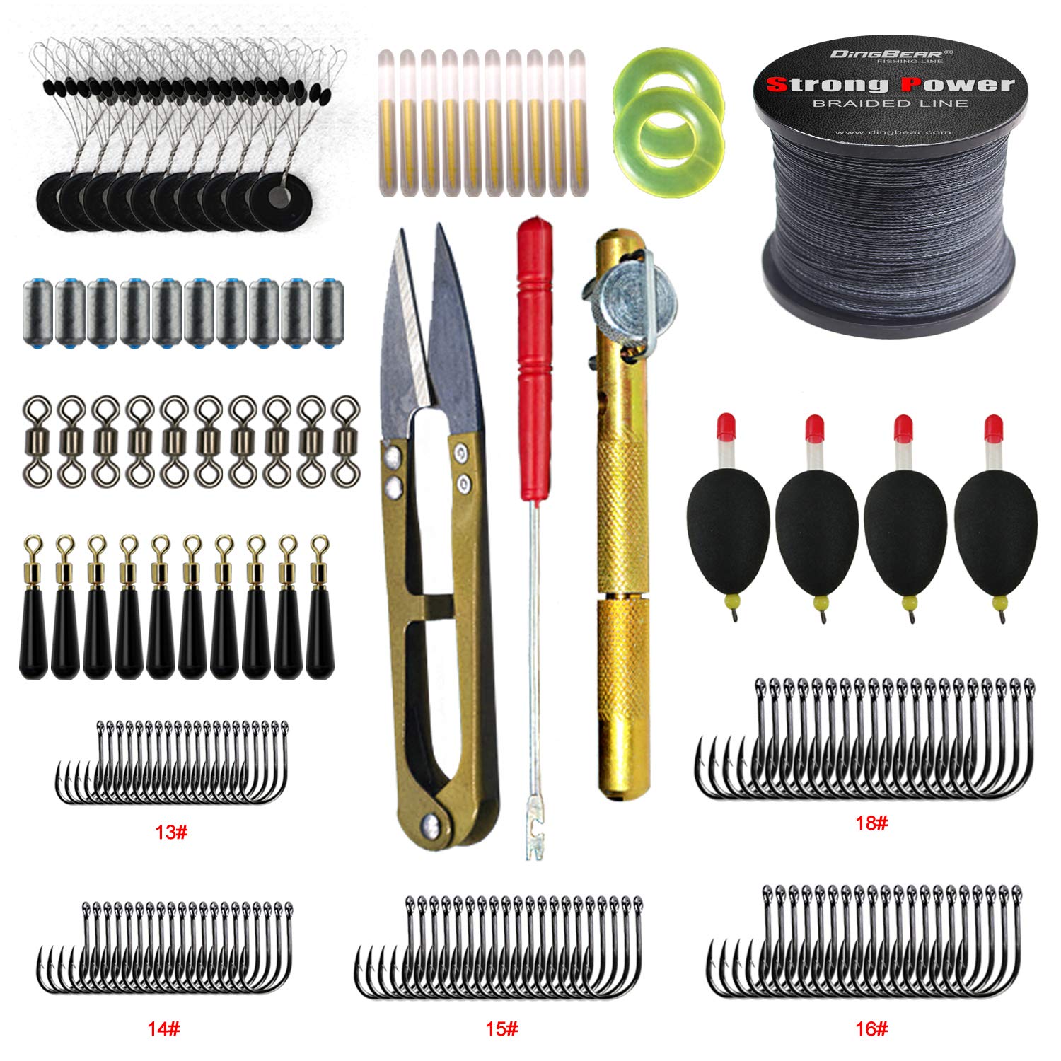 Dingbear 16 kinds of 160pcs fishing accessories fishing combination fishing hook fish heavy ……