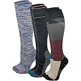Dr. Motion Compression Knee High Socks (3 Pairs), Arch Support Outdoor Running Hiking Socks for Women