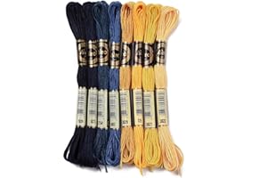 8 Skeins Cross Stitch Threads 0.5mm Embroidery Floss 6 Ply Polyester Friendship Bracelets Floss Crafts Floss 8 Color 8.75 Yar