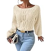 ZAFUL Women's Cropped Knit Sweater Boat Neck Long Sleeve Pullover Jumper Top