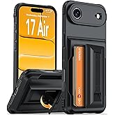 Oterkin for iPhone Air Wallet Case [4-5 Card Holder] [RFID Blocking] [Full Camera Protection] [Kickstand] [Military Grade Protection] Shockproof Rugged Phone Case for iPhone 17 Air 6.5 Inch, Black