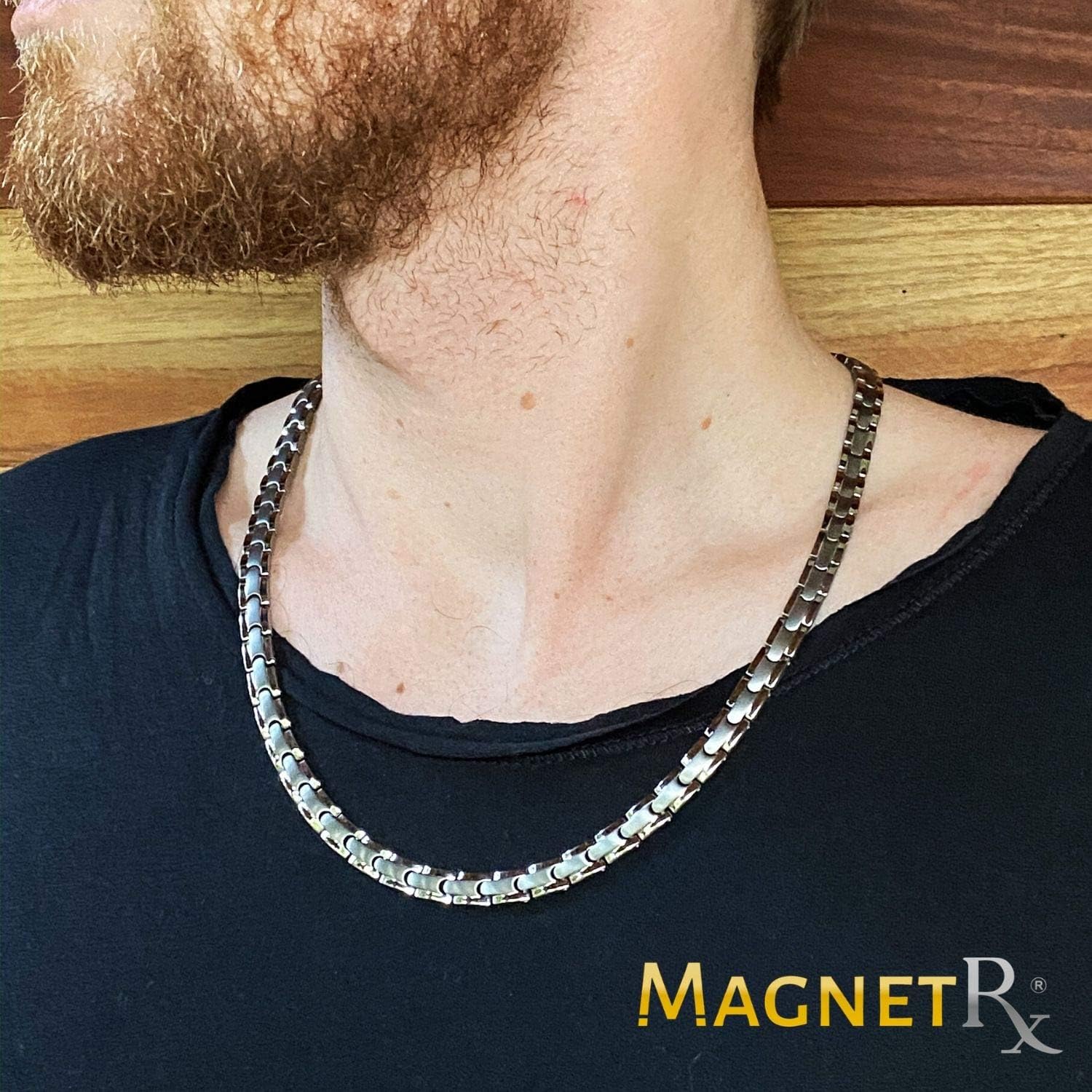 MagnetRX® Titanium Magnetic Therapy Necklace - Natural Pain Relief for Neck Arthritis, Back, Shoulder Pain, Headache and Migraine Relief Magnetic Necklace (Silver, 19.25 Inches): Health & Personal Care