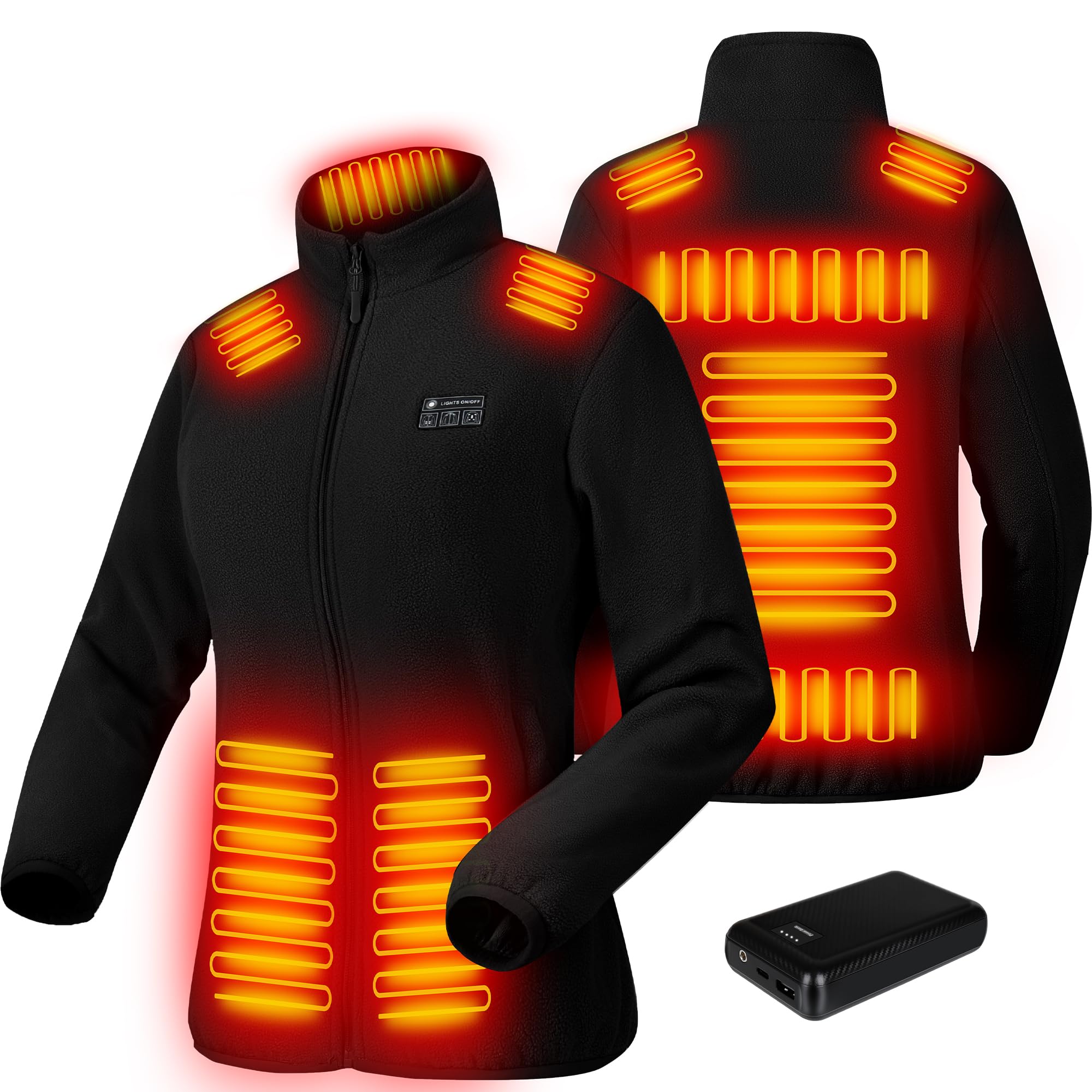 View 1 of **NO BATTERY PACK** Mediun Panatude Womens Heated Jackets with 16000mAh Battery Pack Included, Electric Womens Heated Hoodie Coat for ski