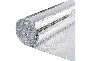 TRADE WINDS Double Reflective Bubble Foil Insulation Poly-Foam, Aluminum Foil Thermal Insulation Radiant Barrier for Windows, Garage Door, RV, Roof (R7-21) (Fireproof) (12IN X 5FT)