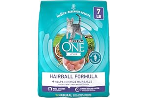 Purina ONE Natural Cat Food for Hairball Control, +PLUS Hairball Formula - 7 lb. Bag