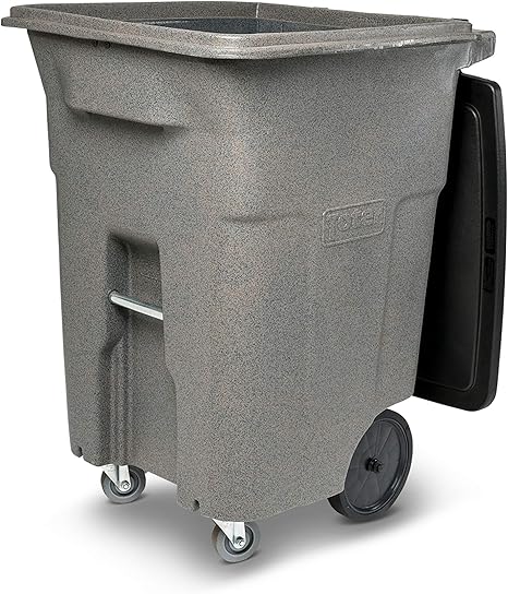 Amazon Com Toter 4 Wheel Trash Cart With Lid Graystone 96 Gallon Home Kitchen