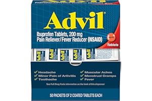 Advil Pain Reliever and Fever Reducer, Pain Relief Medicine with Ibuprofen 200mg for Headache, Backache, Menstrual Pain and Joint Pain Relief - 50x2 Coated Tablets