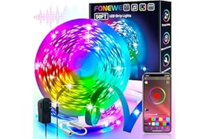 FONEWE 50ft Led Lights for Bedroom Led Strip Lights Led Light Strip with App Led Lights for Home Decoration
