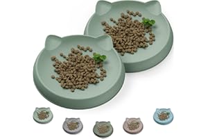 Wingcases Cat Bowls for Indoor Gentle Small Kitten (2pcs, Soft Silicone) Shallow Wide Plates Feeder Whisker Fatigue Relief Cute Pet Kitty Food Water Dishes Set Anti Slip, Dishwasher Safe