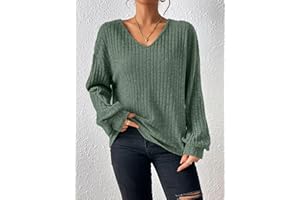 Women's Fall V Neck Sweaters 2025 Loose Fit Lightweight Casual Tunic Fashion Tops