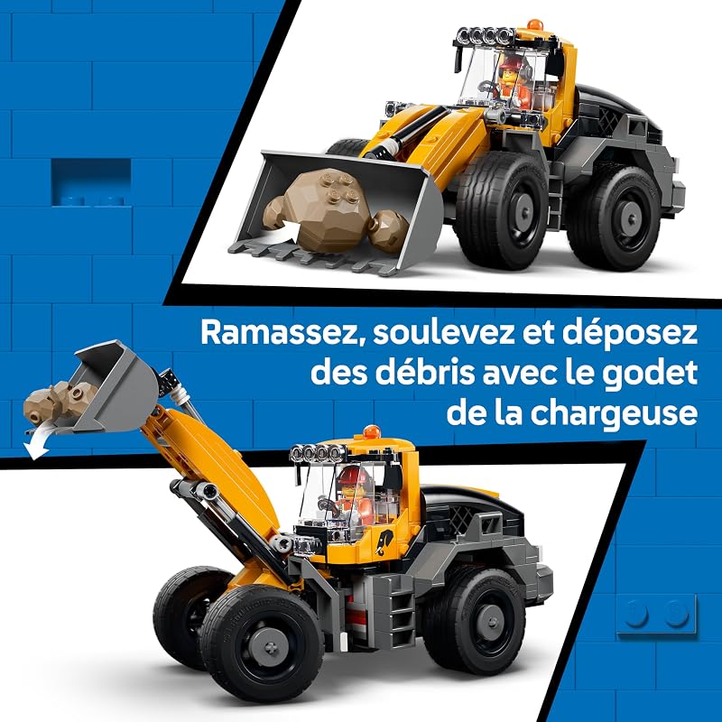 City Le Camion-Benne et la Chargeuse Frontale - Camions Jouets - Véhicules de Chantier Fonctionnels avec 3 Minifigurines - Cadeau d'anniversaire sur Le Thème des STEM pour Garçon dès 8 Ans 60494 — photo 3 sur 8