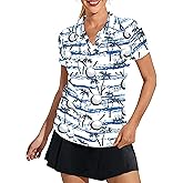 Hawaiian Golf Shirts for Women Funny Print Polo Shirt for Women Moisture Wicking Athletic Tees Golf Tops Golf Gifts