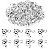 600 Pcs Silver Crimp Cover for Jewelry Making Jewelry Crimp Beads Crimping Beads End Caps Knot Covers Clamshell Fold-Over Bead Cover for DIY Bracelets Necklaces Women Gifts 0.31×0.15 Inch