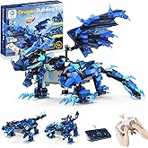 Sillbird Dragon Building Kit with Remote Control STEM Gifts for Kids Boys Ages 8-12, Technic Buildable 3in1 Models Coding Toys for Birthday with 590 Pieces