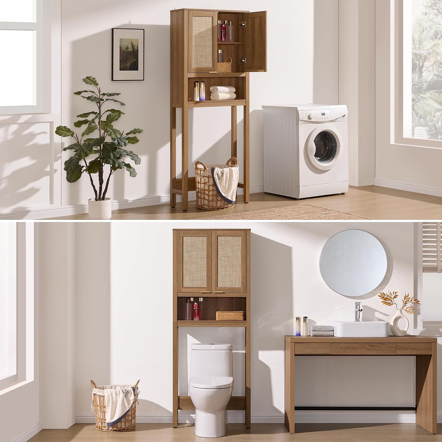 SICOTAS Over the Toilet Storage Cabinet in a laundry room