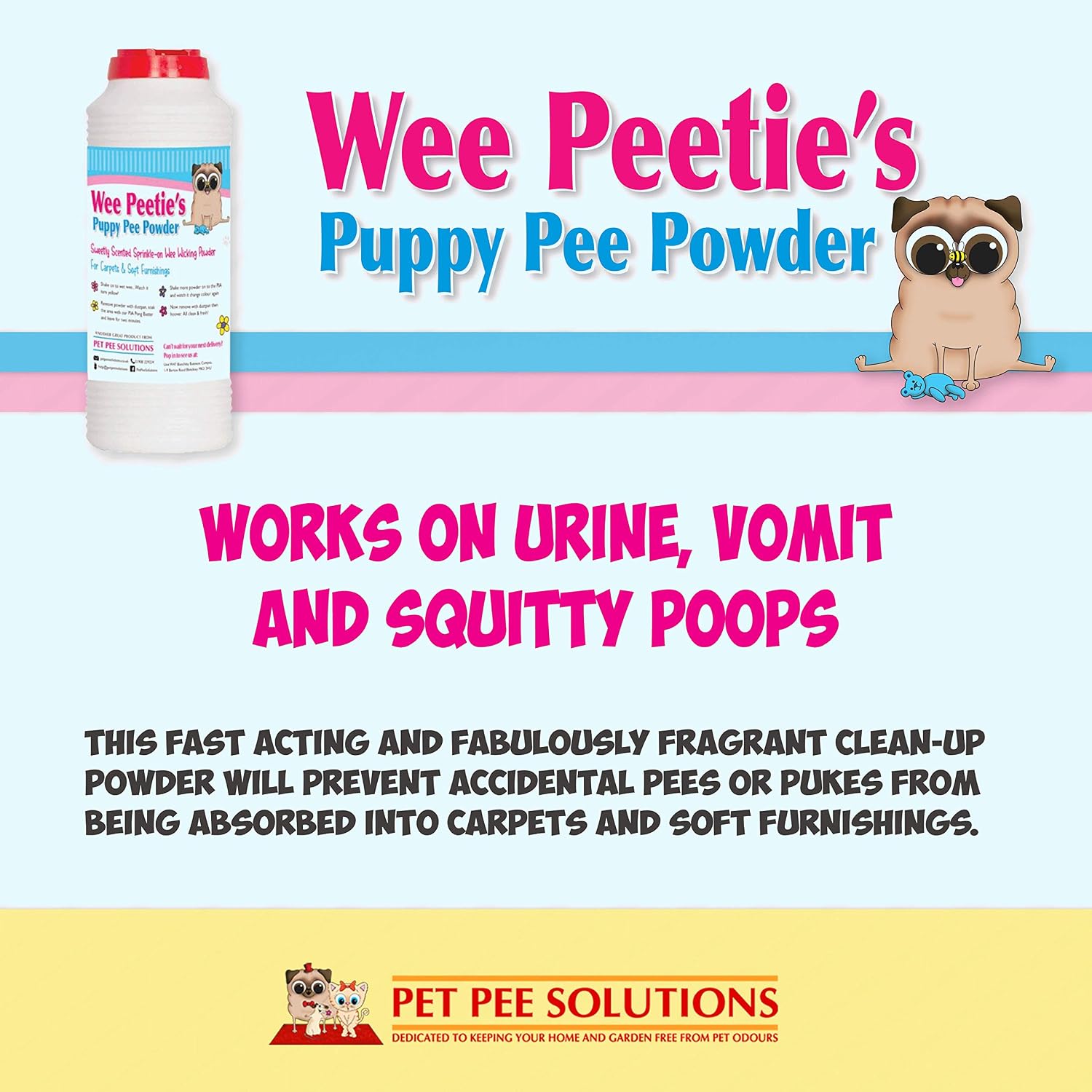 Wee Peeties Pee Powder, for Pet Urine Vomit and Poo. Removes Liquid from Carpets Upholstery - Image 4