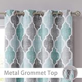 Beauoop Teal Grey Blackout Curtains 72 Inch 2 Panels Geometric Lattice Moroccan view 7