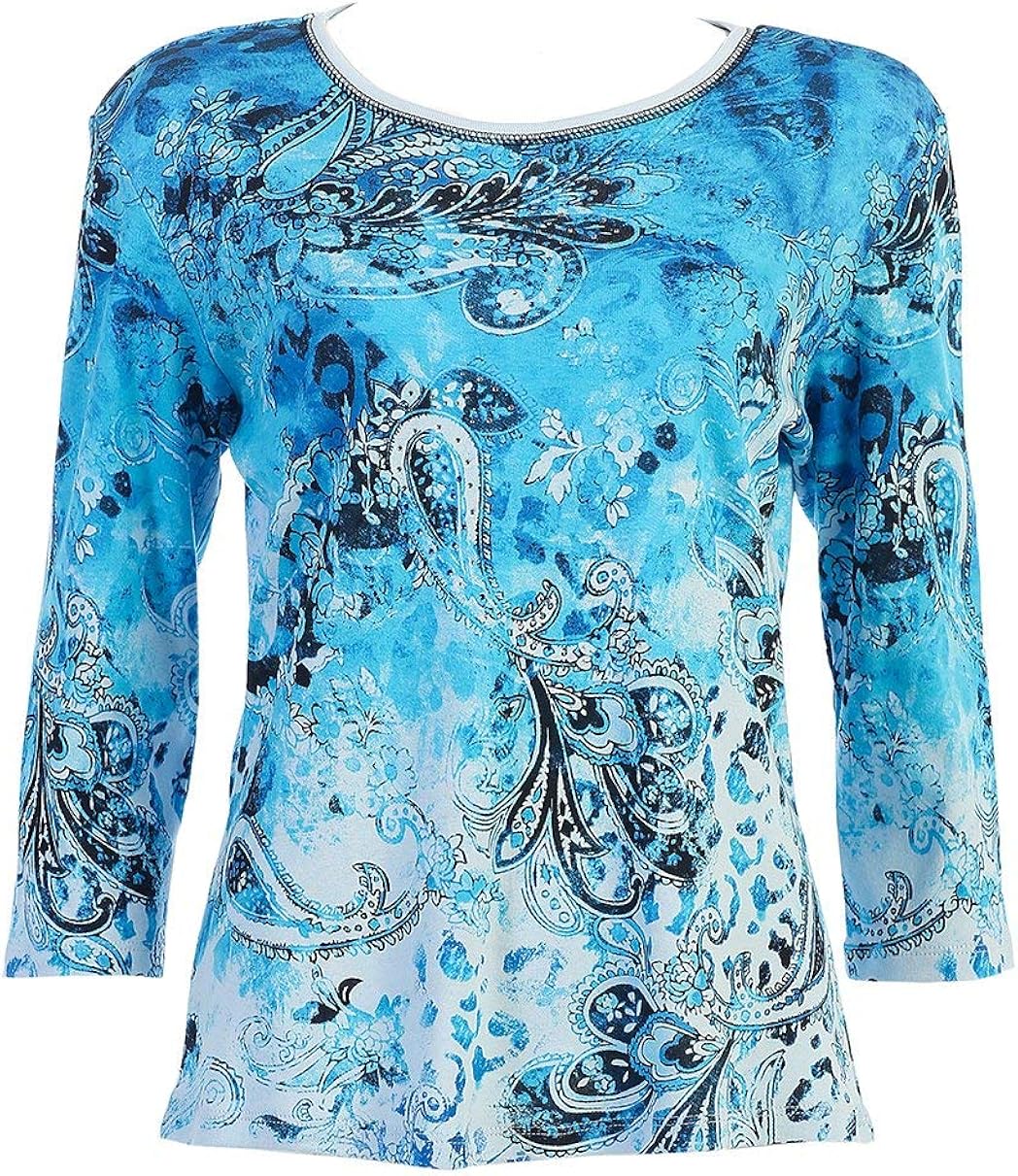 Jess and Jane Cotton Tee Shirt Blue Ocean in Blue (3X) at