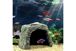 Besimple Aquarium Fish Hide Cave Decoration, Reptile Rock Hideouts Stone Cave Hide House Fish Tank Aquarium Accessories for Betta Shrimp Turtle Amphibians Small Lizards(Rock Hide Cave)