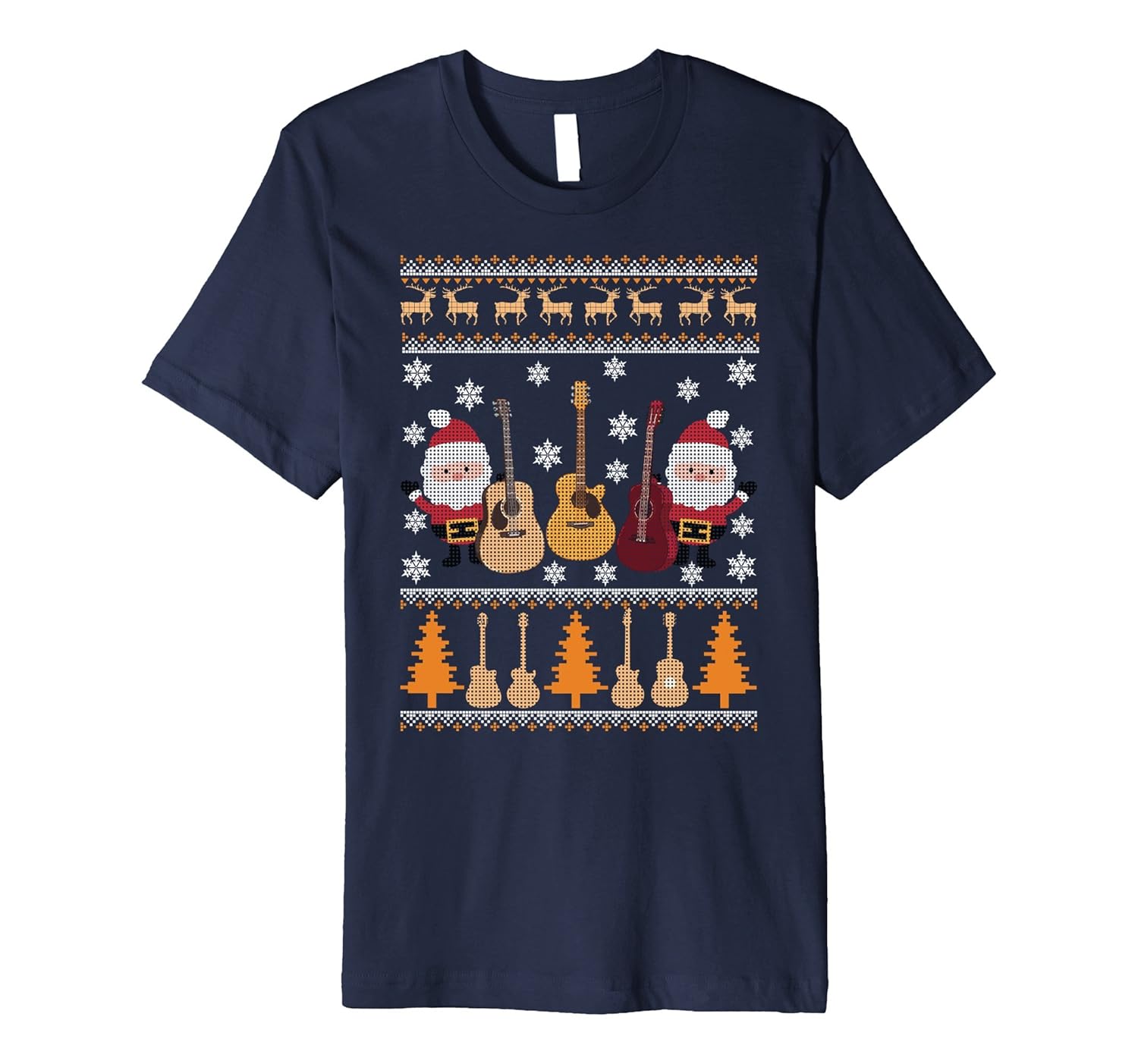 Guitar Ugly Christmas Sweater Holiday Premium T-Shirt-ANZ