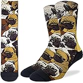 Good Luck Sock Men's Social Pugs Dog Socks, Adult, Shoe Size 8-13