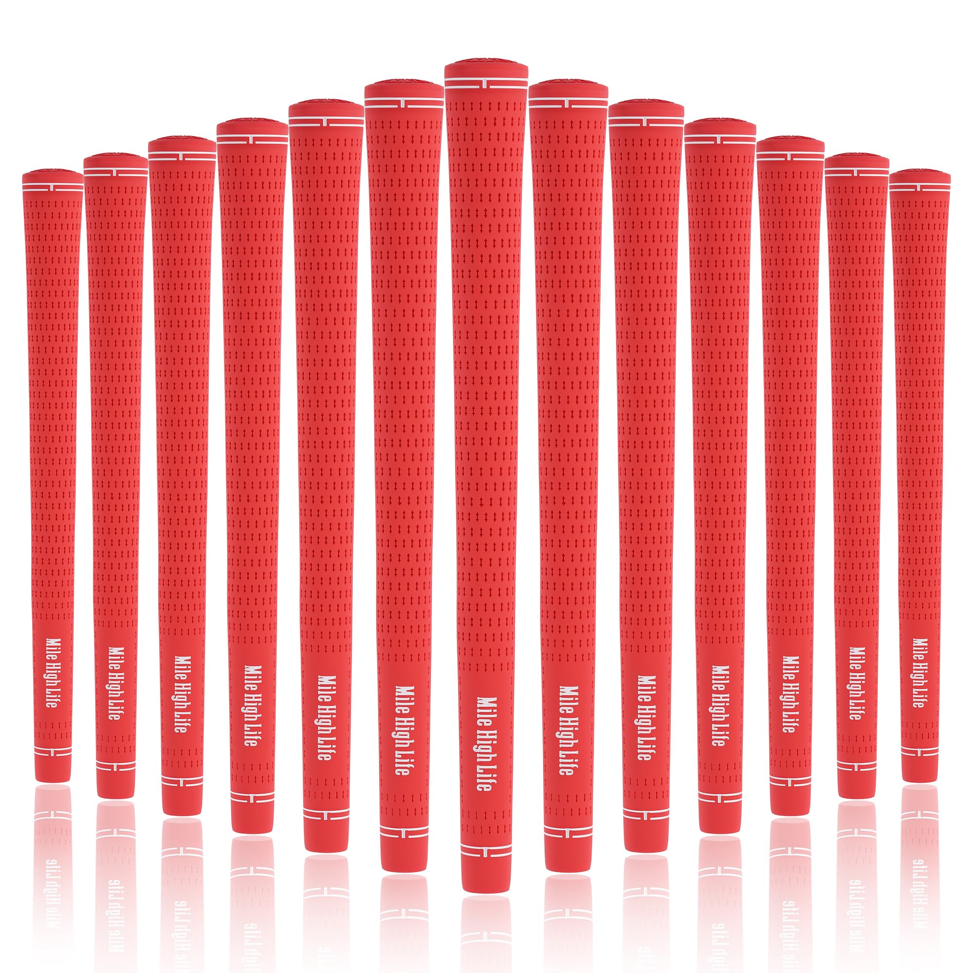 Mile High Life Golf Grips | Standard Golf Club Grips | 3 Pack or 13 Pack Golf Grips Bundle | Entry Level Rubber Golf Grip for Men, Women, Juniors(13 Pack Red)